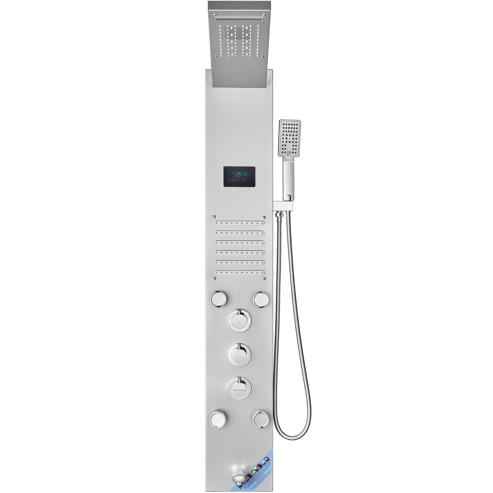 Stainless Steel Shower Panel Tower With Led Rainfall Massage_voghion.com